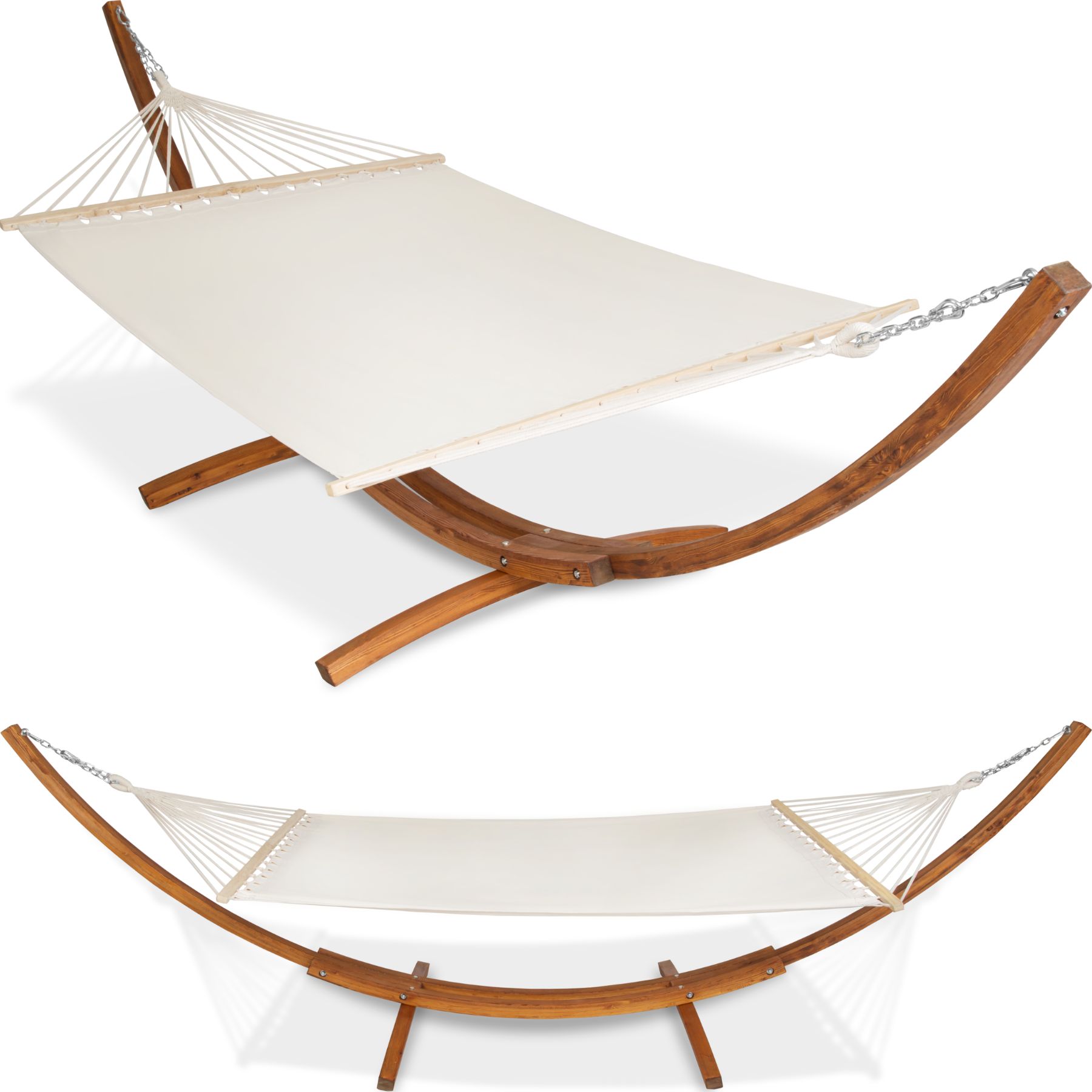 Amaca Thorsten, con struttura in legno e grande parasole, regolabile in ...