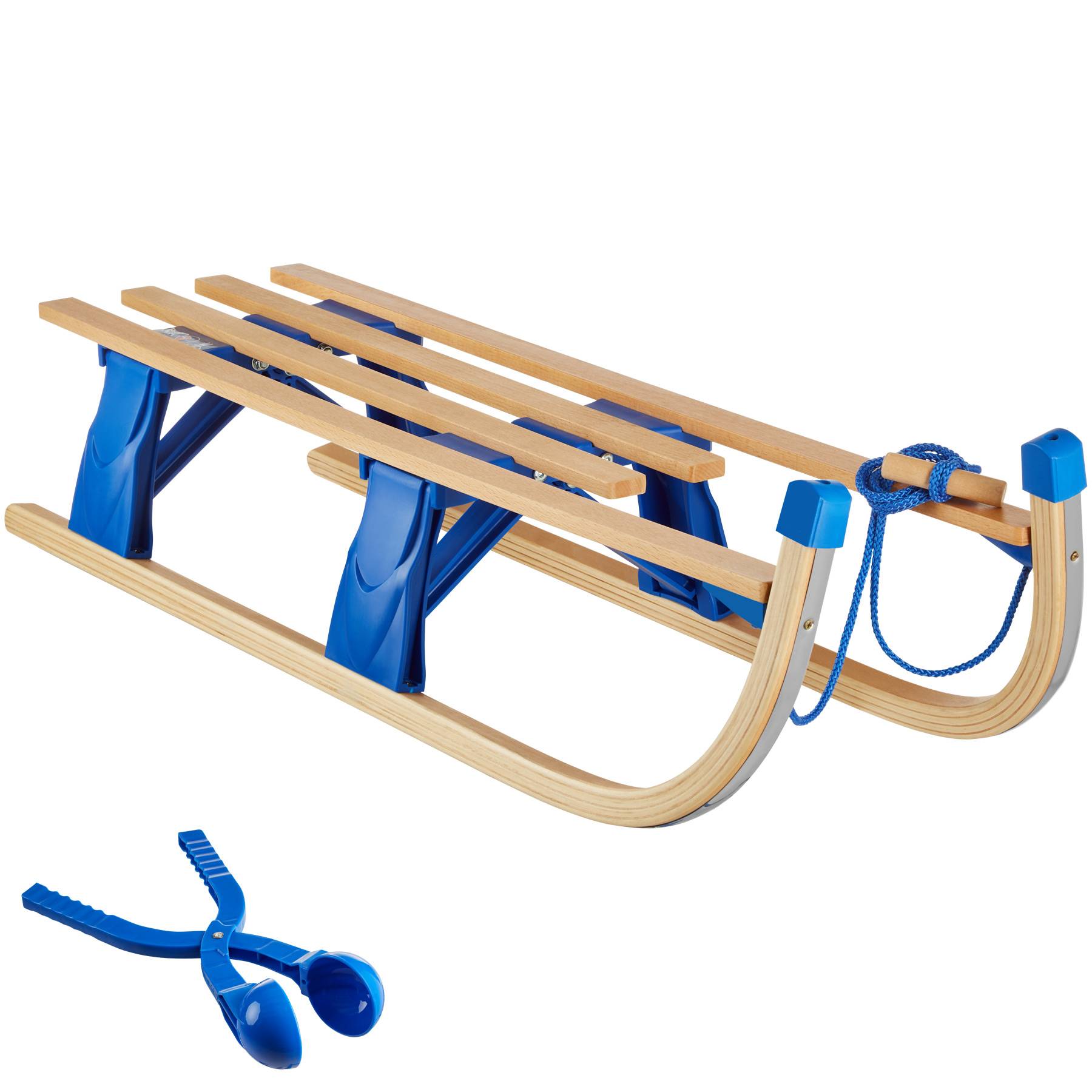 Luge En Bois Pliable – Hêtre Massif, 2 Places, Patins Acier, Pour Enfants, Noël, Neige