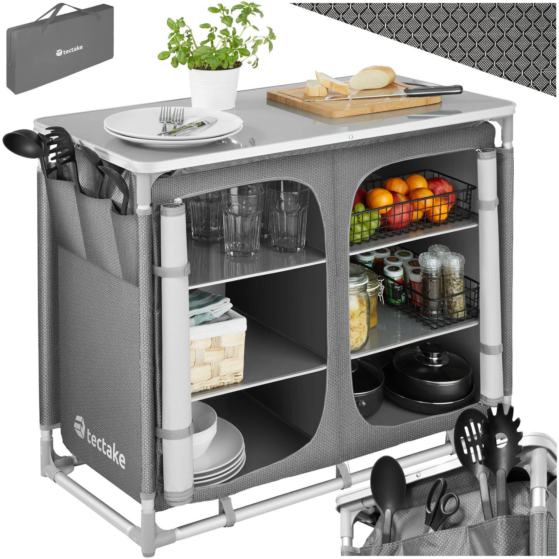 Armadio Da Cucina Da Campeggio SUBTLETY Pieghevole - Leggero, Con Pannelli MDF E Borsa Trasporto, Perfetto Per Picnic E Barbecue