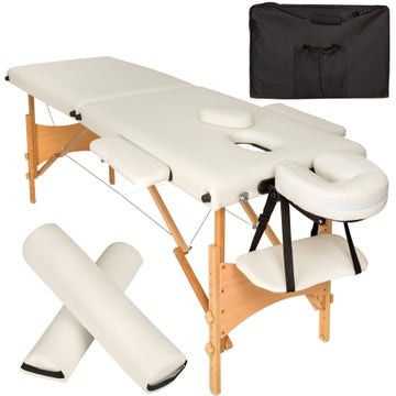 2 Zonen Massageliege-Set Freddi mit 5cm Polsterung, Rollen und Holzgestell