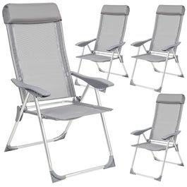 4 sedie da giardino pieghevoli in alluminio con poggiatesta