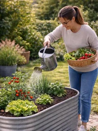 Hochbeet gie&szlig;en und Gem&uuml;se ernten &ndash; frische Ernte aus dem eigenen Garten