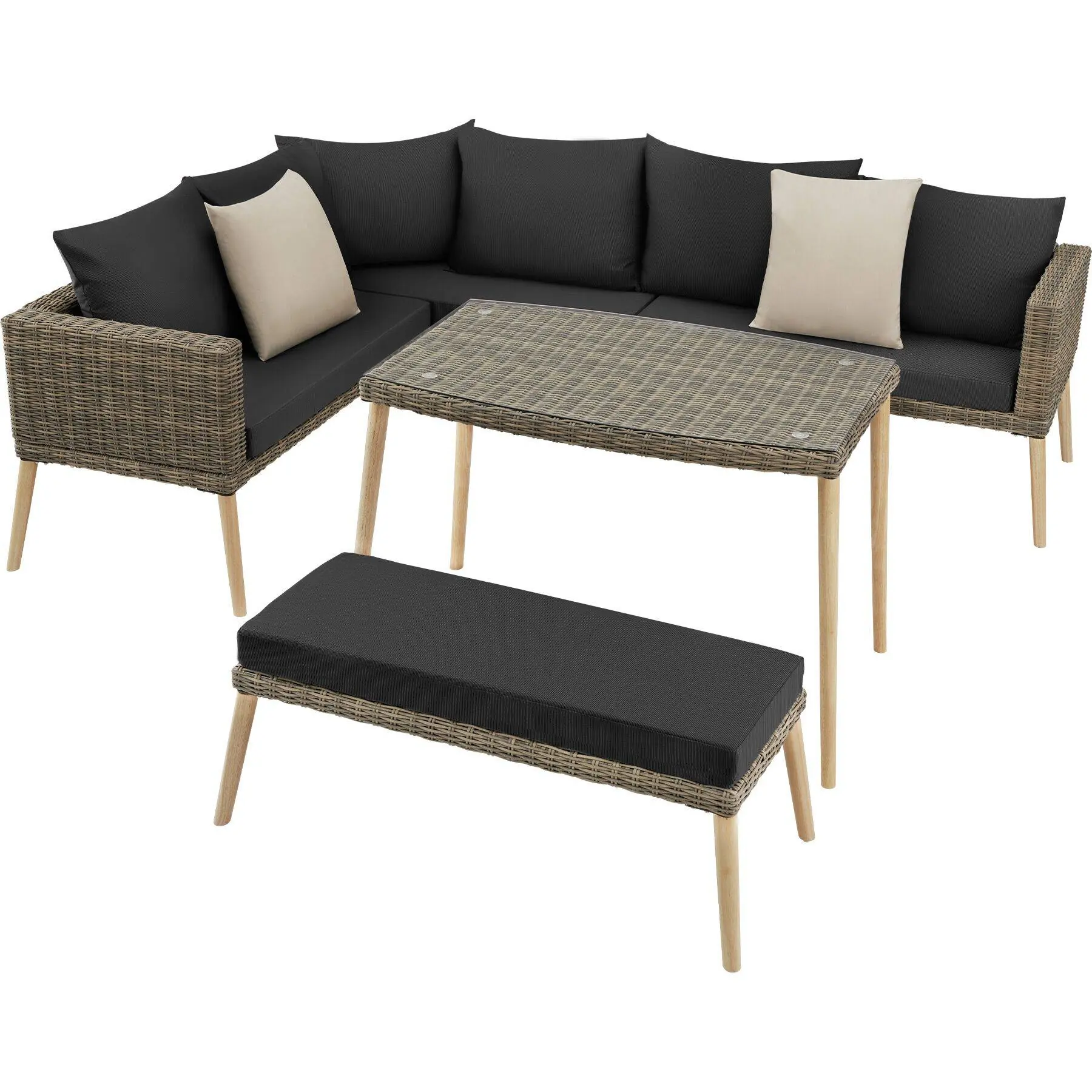 Rattan Lounge mit Aluminiumgestell Pula