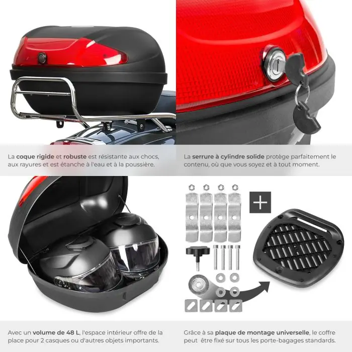 Top case 51l noir – pièce moto et scooter pas chère