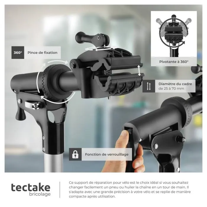 Support De Réparation De Vélo – Plastique Technique, Antidérapant, Compatible Guidon 29-34 Mm, 2 Supports + 4 Caoutchoucs