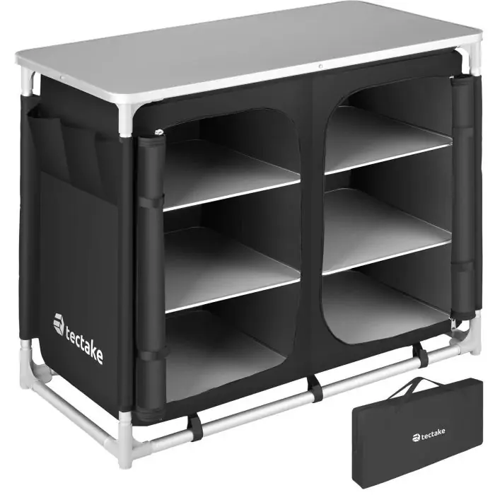 Campingschrank Deluxe mit Aluminiumgestell und 6 Fächern