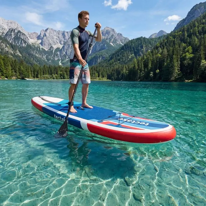 Planche SUP Gonflable Tectake Zenon – 1 Place, Avec Kayak, Pagaie Et Pompe, Capacité 200 Kg