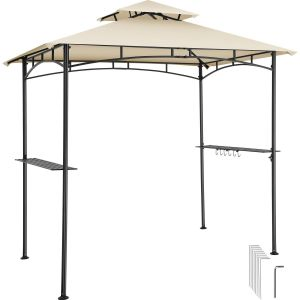 Pavillon barbecue Maracaibo, r&eacute;sistant aux intemp&eacute;ries, auvent pare-vent, 2 tablettes