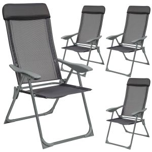 4 Aluminium Gartenst&uuml;hle klappbar mit Kopfteil