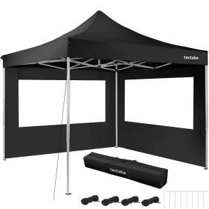 Gazebo da giardino pieghevole in alluminio 3x3 m con 2 pareti laterali