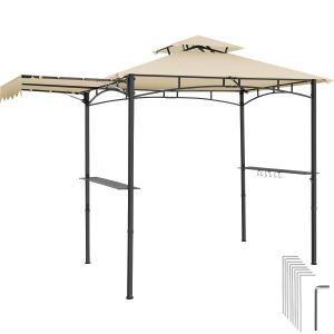 Gazebo per barbecue Maracaibo con tenda da sole, resistente alle intemperie, copertura antivento