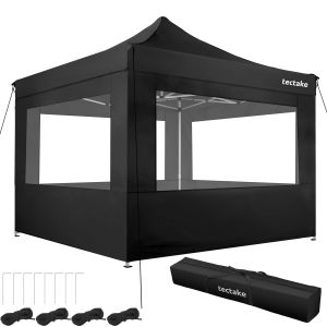 Gazebo da giardino pieghevole in alluminio 3x3 m con 4 pannelli laterali