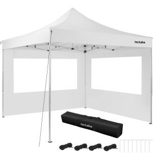 Gazebo da giardino pieghevole in alluminio 3x3 m con 2 pareti laterali