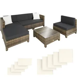 Rattan Lounge mit Aluminiumgestell inkl. Bez&uuml;ge in 2 Farben