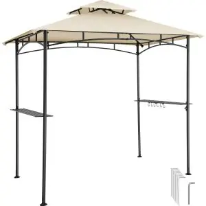 Gazebo per barbecue Maracaibo, resistente alle intemperie, tettuccio antivento, 2 ripiani