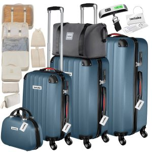 Set di valigie rigide Cleo con lucchetto TSA e bilancia per valigie