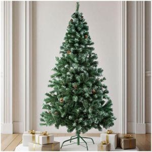 Weihnachtsbaum k&uuml;nstlich mit Zapfen und Metallst&auml;nder 180cm