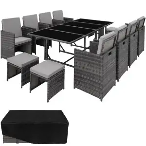 Rattan Sitzgruppe Palma 8+4+1 mit Schutzh&uuml;lle