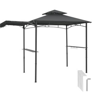 Gazebo per barbecue Maracaibo con tenda da sole, resistente alle intemperie, copertura antivento