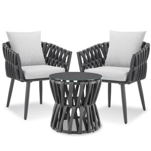 Set Lugano im Rope-Design, Aluminiumgestell, Schraubf&uuml;sse