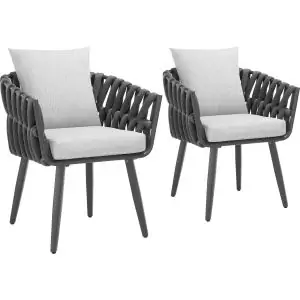 Lot de 2 chaises Lugano au design fa&ccedil;on cordage avec structure en aluminium