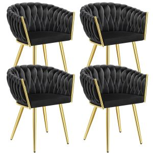 Set sedie da pranzo Astano in velluto, design a nodo