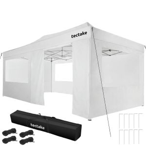 Pavillon pliable Viola 3 x 6 m, aluminium, 6 panneaux lat&eacute;raux