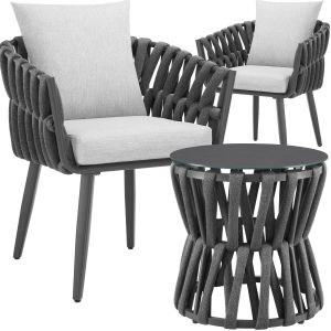 Set Lugano im Rope-Design, Aluminiumgestell, Schraubf&uuml;sse