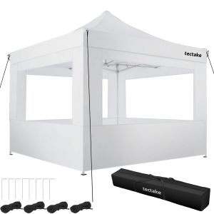 Gazebo da giardino pieghevole in alluminio 3x3 m con 4 pannelli laterali