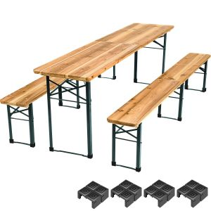 Set di tavolo e panche da birreria Ralf, pieghevole, 3 pezzi 220 cm